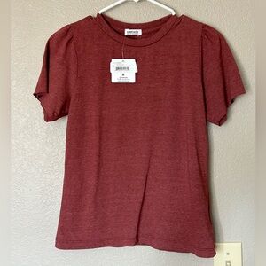 LAmade Linen Blend 'Brentwood Tee' Ruched Sleeve Casual Chic BOHO Size XS NWT